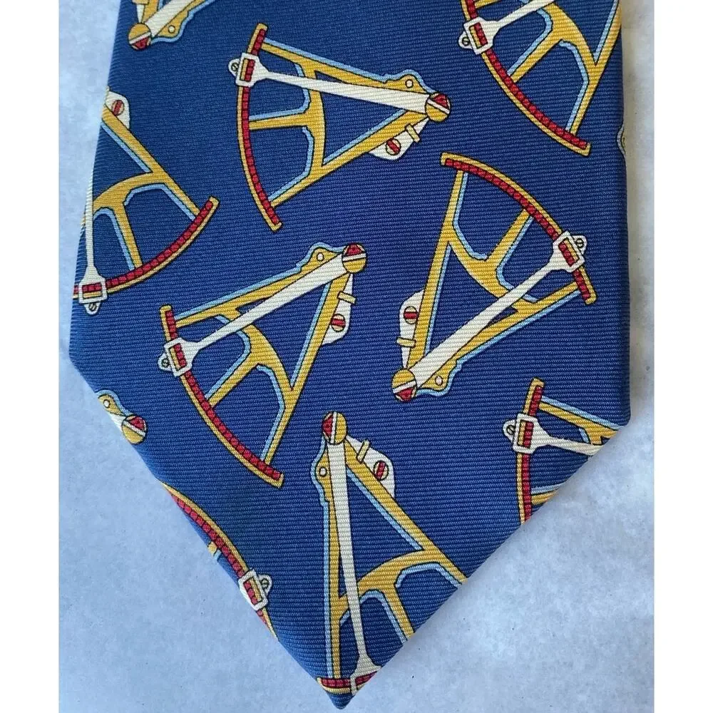 Gucci 100% Silk Made in Italy Men's Tie Sextant Print in Blue 58 x 3 3/4